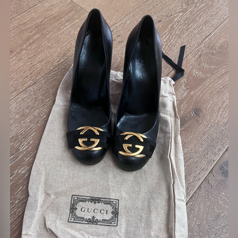 Gucci Black and Gold Heels